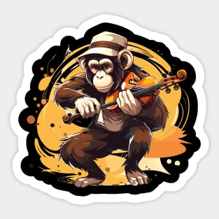 Monkey Playing Violin Sticker